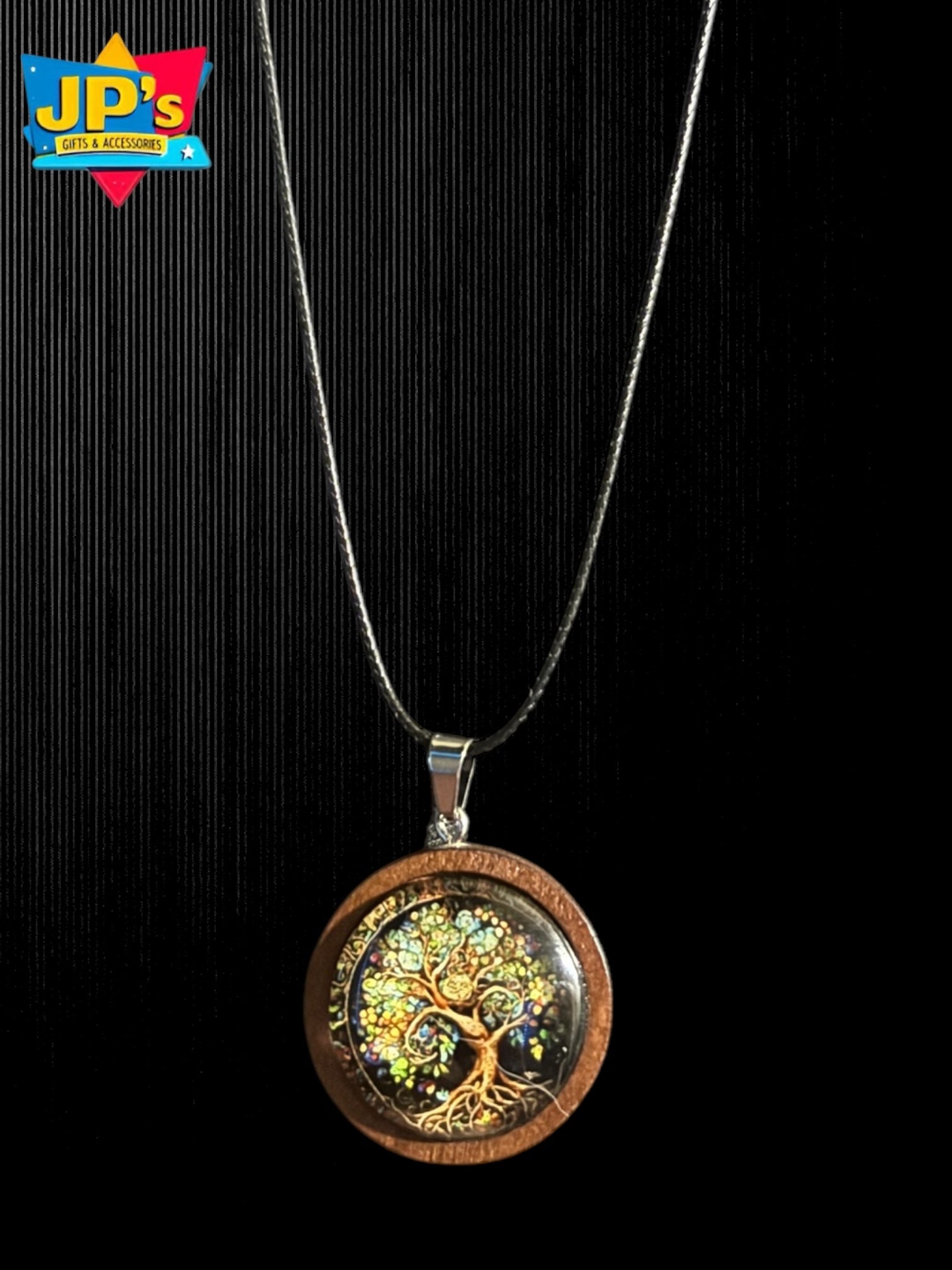 Wooden Cabochon Tree Pendant Necklaces image 3