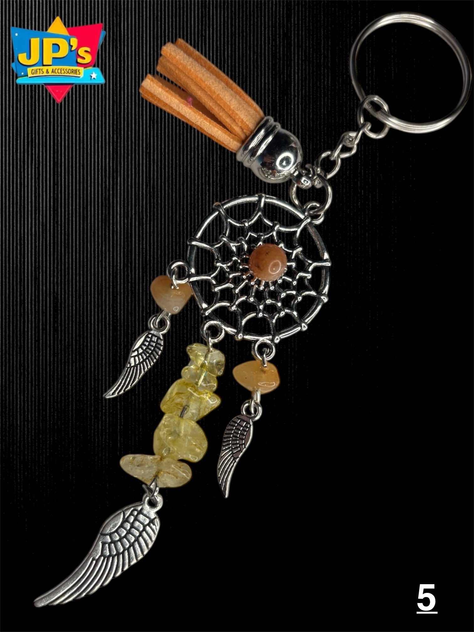 Gemstone Angelwing Dreamcatcher Keyrings image 5