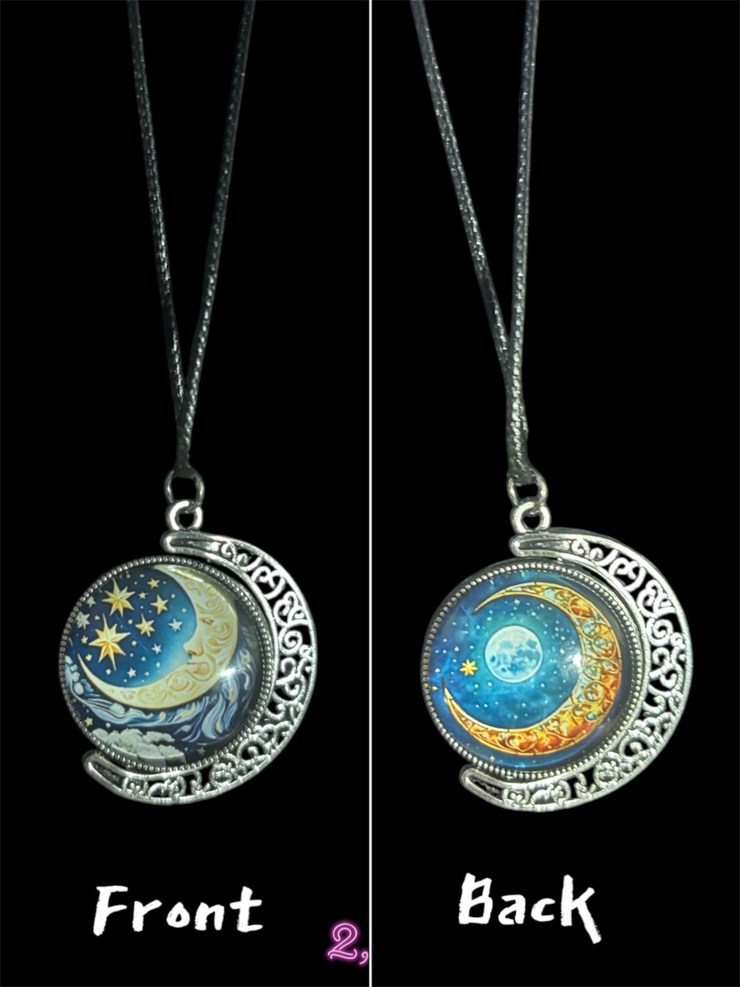 Night Sky Themed Cabochon Spinning Pendants image 1