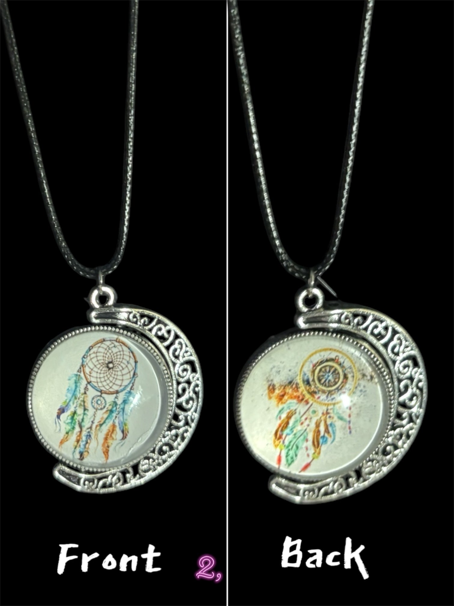 Dreamcatcher Themed Cabochon Spinning Pendant image 1