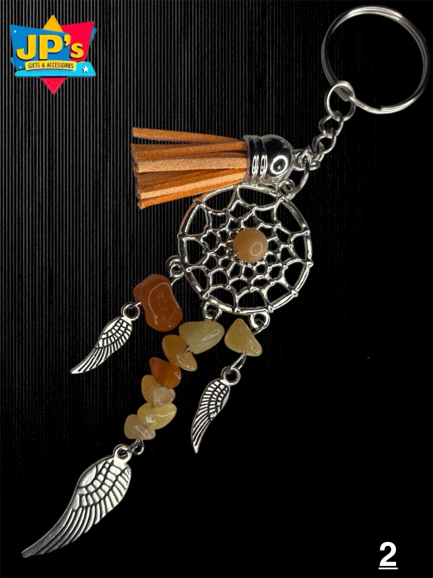 Gemstone Angelwing Dreamcatcher Keyrings image 2