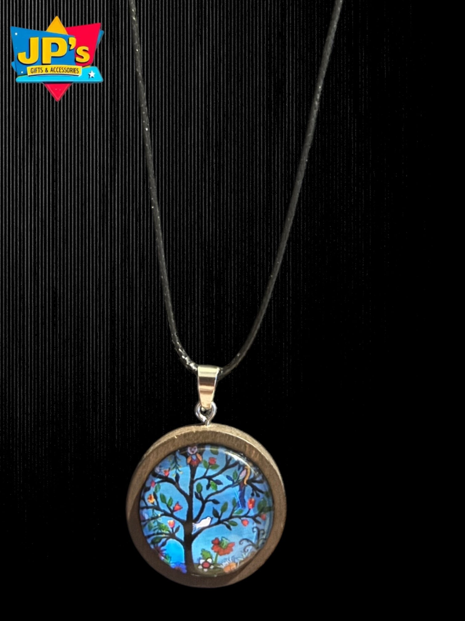 Wooden Cabochon Tree Pendant Necklaces image 1