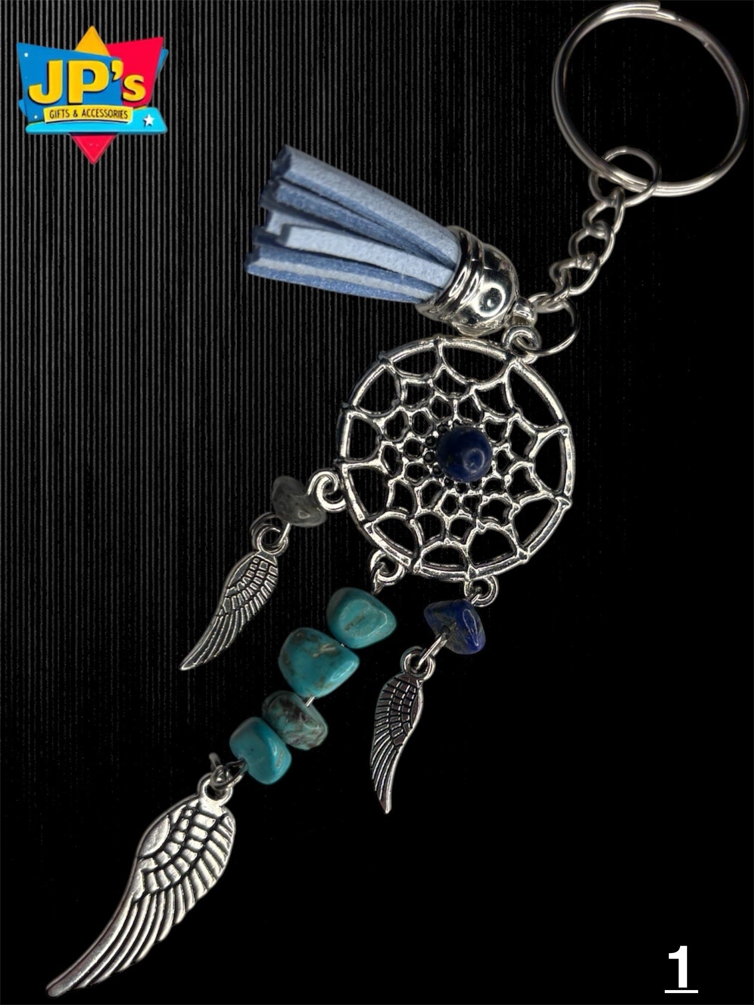 Gemstone Angelwing Dreamcatcher Keyrings image 1