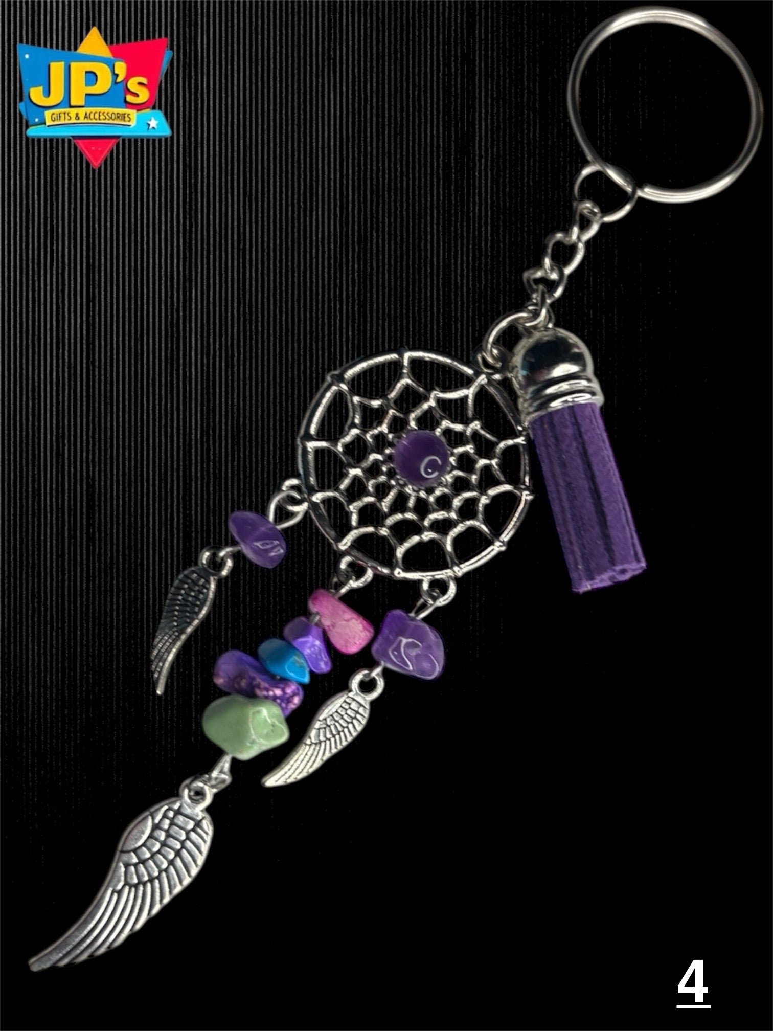 Gemstone Angelwing Dreamcatcher Keyrings image 4
