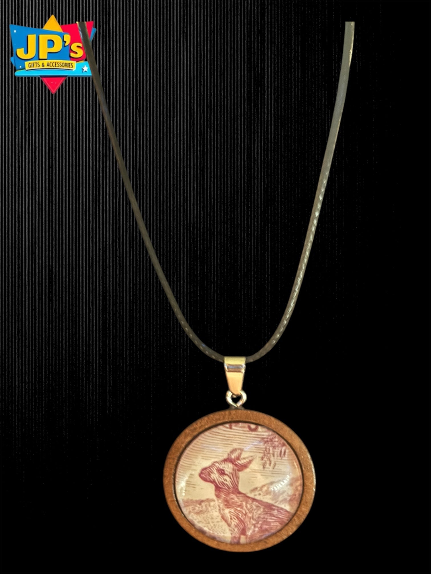 Patterned Wooden Cabochon Pendant Necklaces image 2