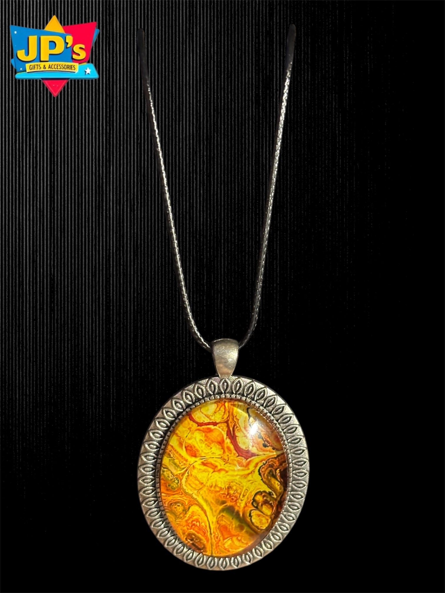 Large Patterned Cabochon Pendant Necklaces image 6