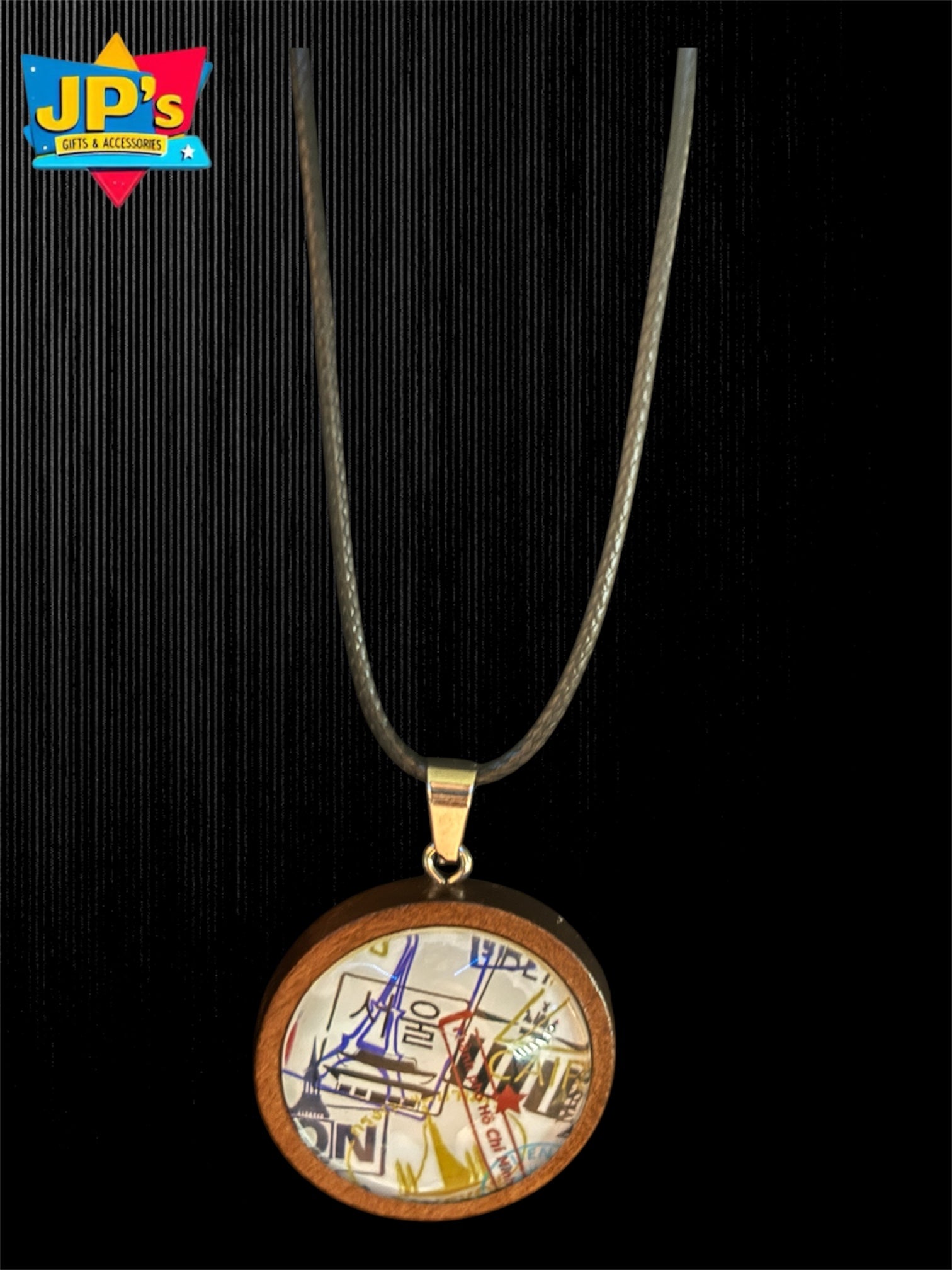 Patterned Wooden Cabochon Pendant Necklaces image 4