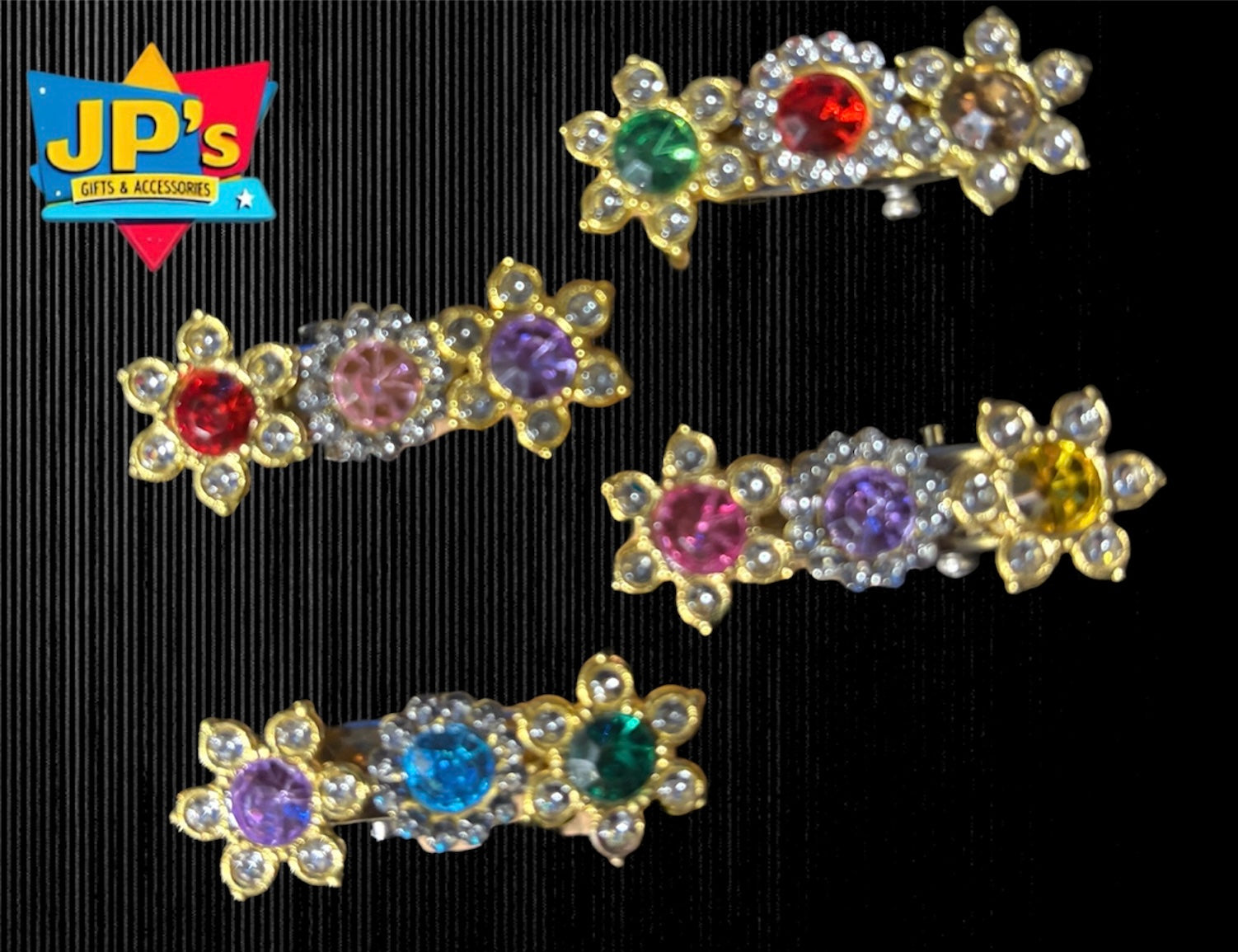 Rhinestone Flower Hair Clip Sets image 1