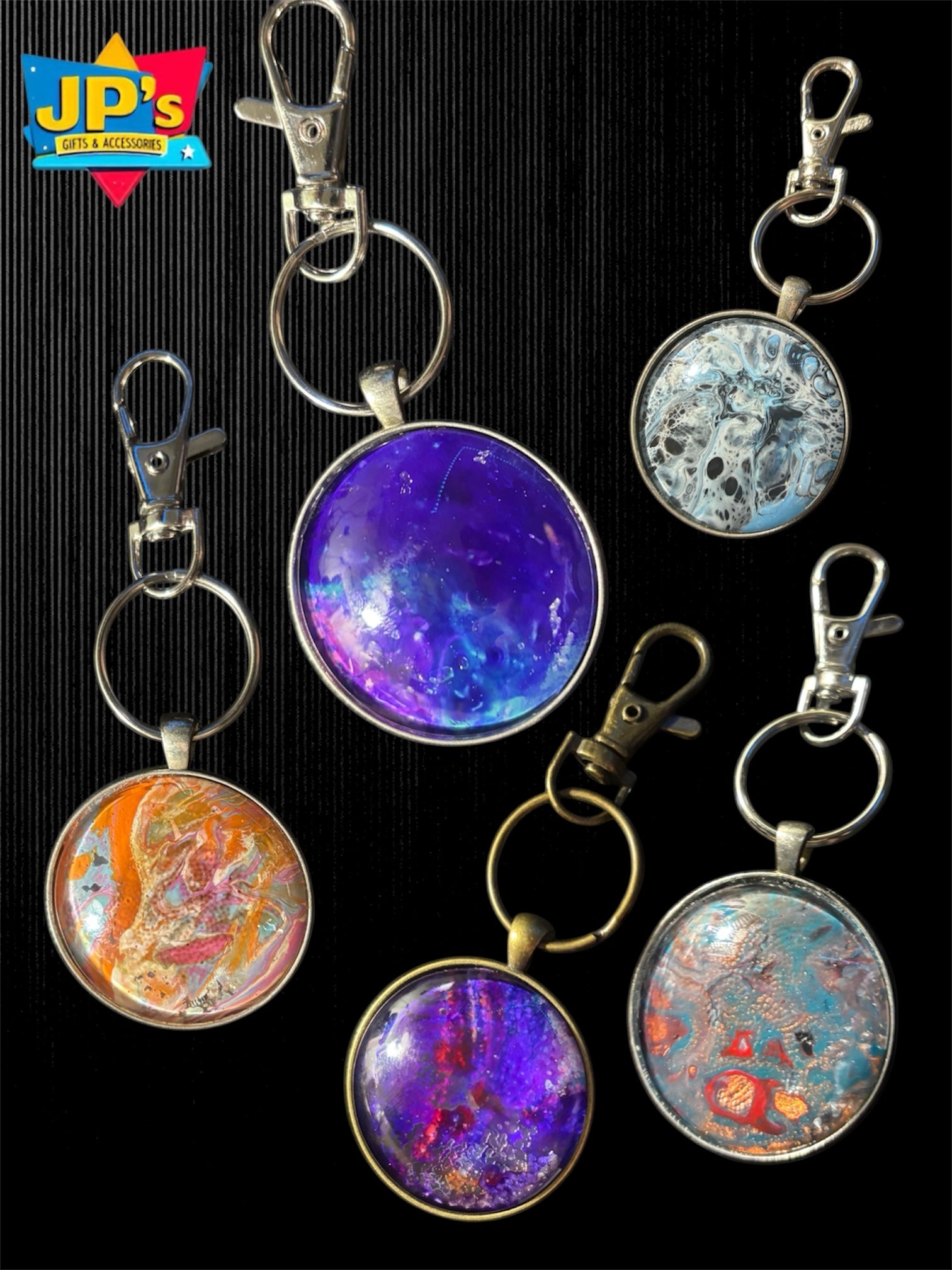 Patterned Cabochon Keyrings image 0