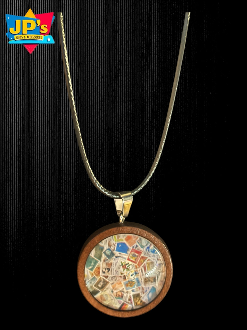 Patterned Wooden Cabochon Pendant Necklaces image 6
