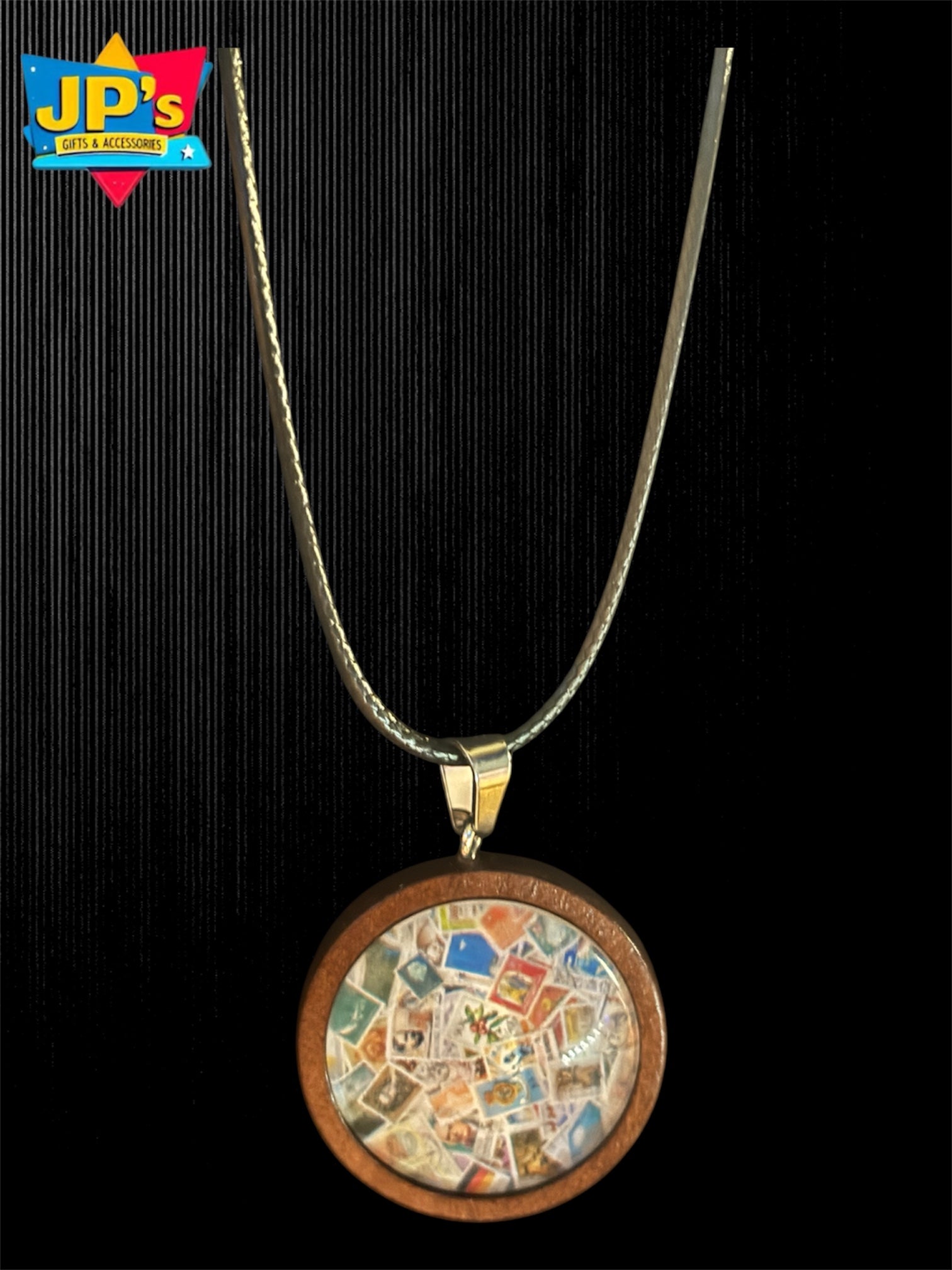 Patterned Wooden Cabochon Pendant Necklaces image 6