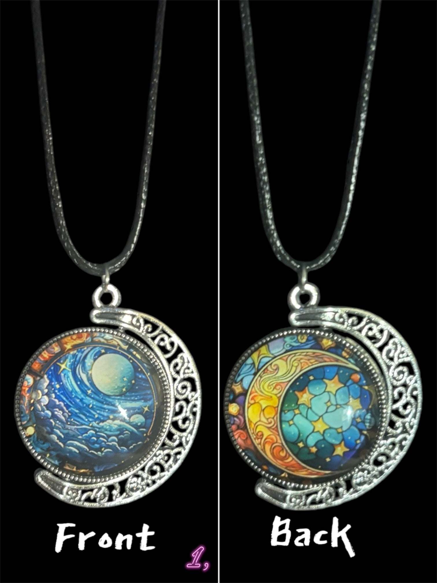 Night Sky Themed Cabochon Spinning Pendants image 0