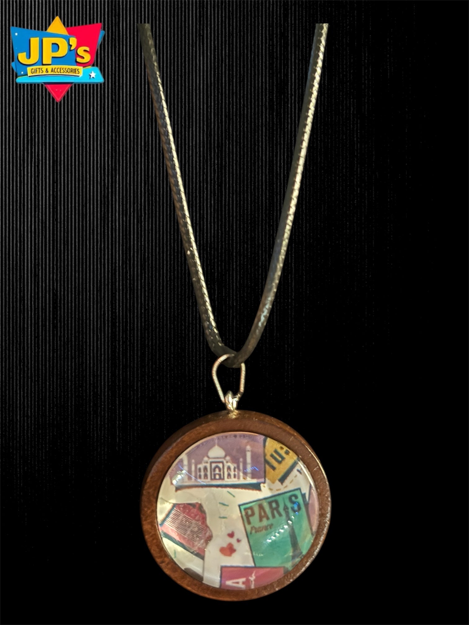 Patterned Wooden Cabochon Pendant Necklaces image 9