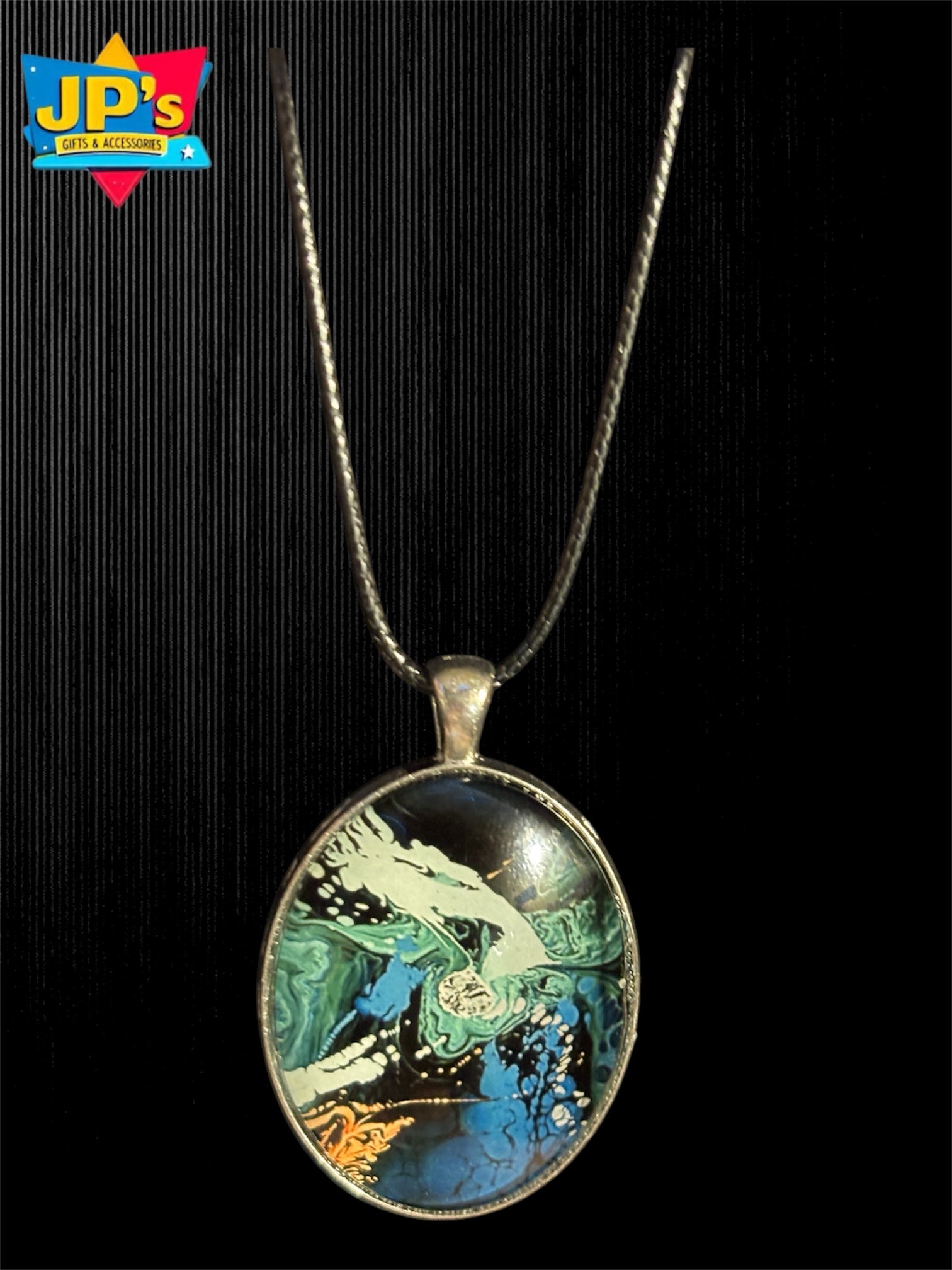 Large Patterned Cabochon Pendant Necklaces image 0