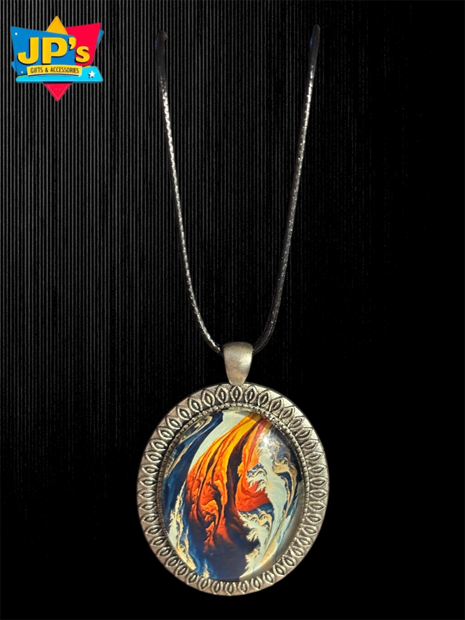 Large Patterned Cabochon Pendant Necklaces image 1