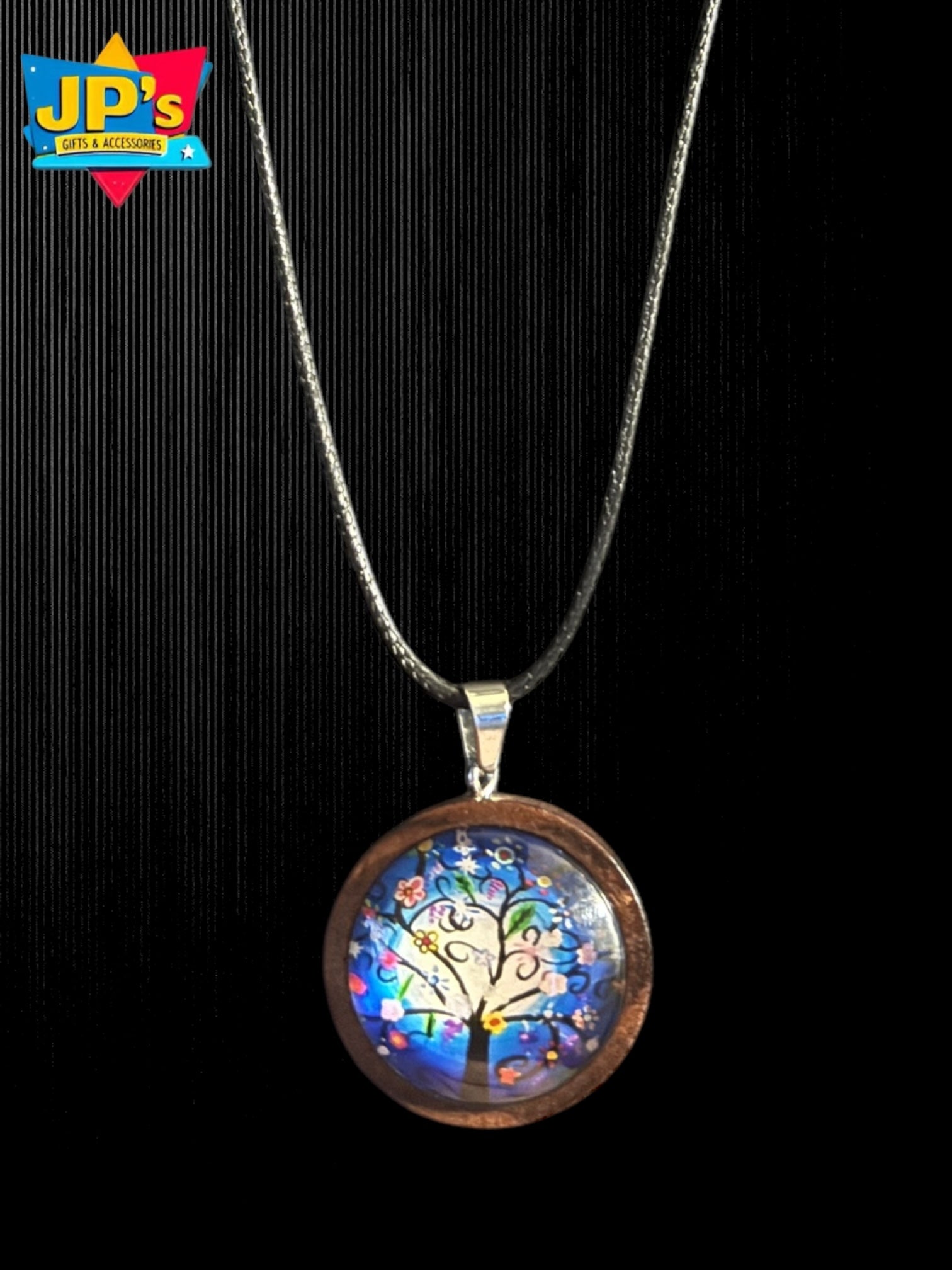 Wooden Cabochon Tree Pendant Necklaces image 4