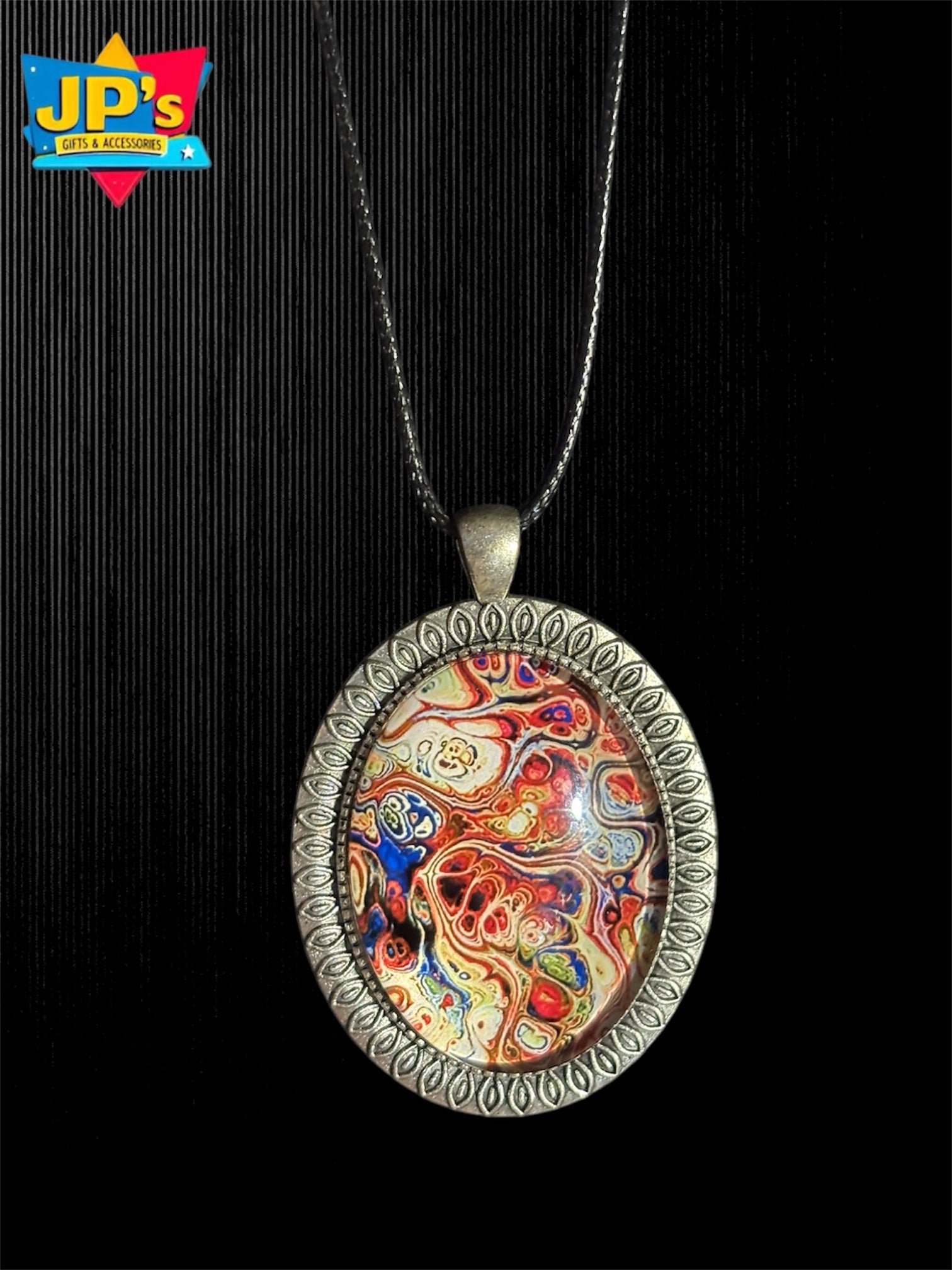 Large Patterned Cabochon Pendant Necklaces image 9