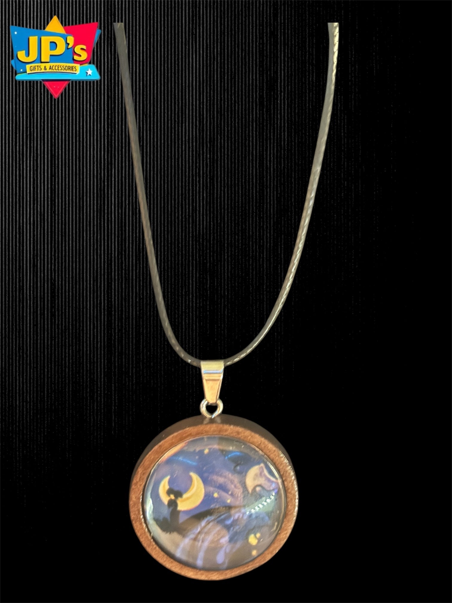 Patterned Wooden Cabochon Pendant Necklaces image 3