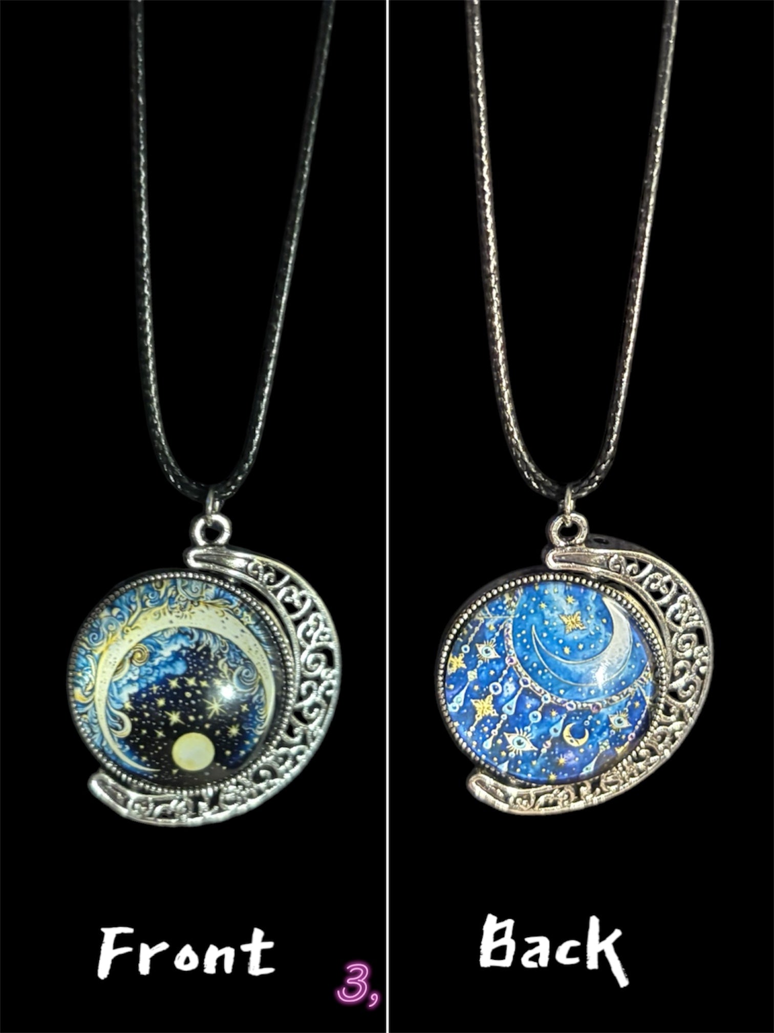 Night Sky Themed Cabochon Spinning Pendants image 2