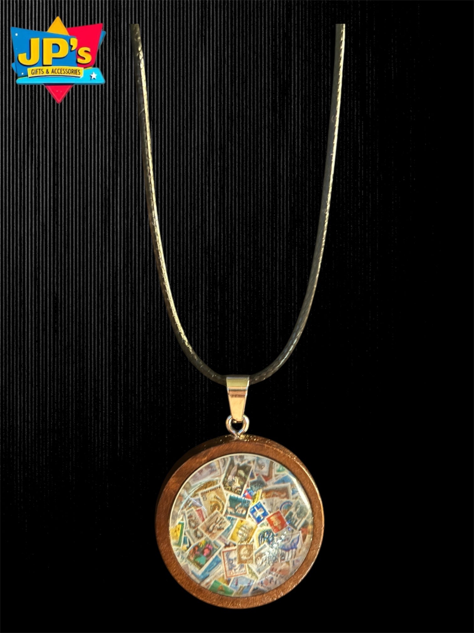 Patterned Wooden Cabochon Pendant Necklaces image 10