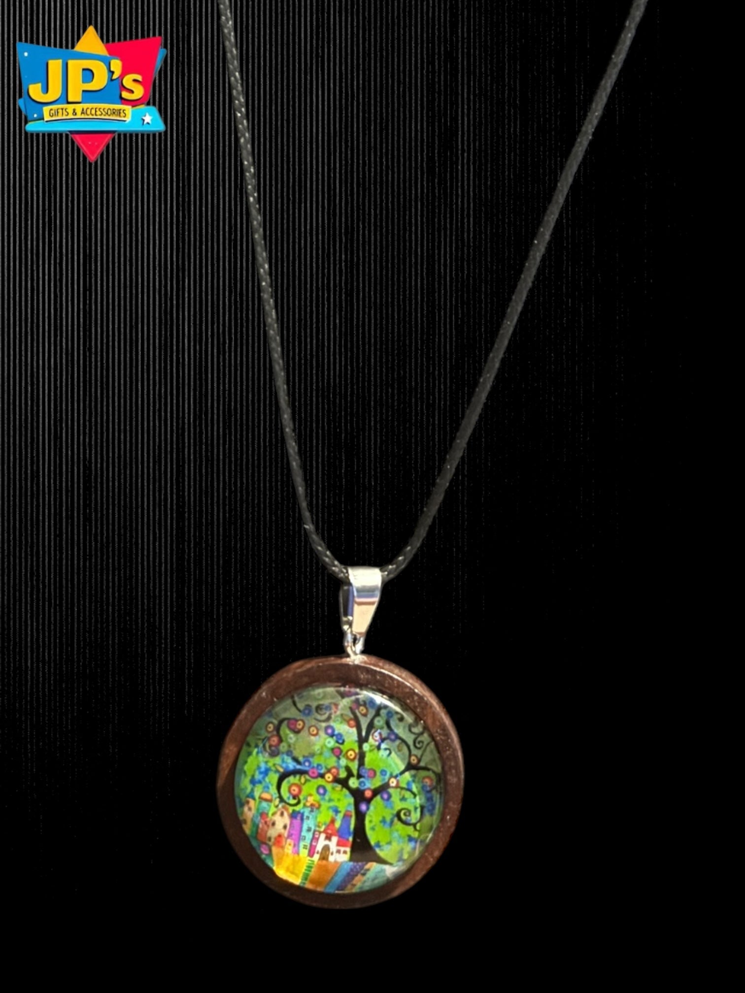 Wooden Cabochon Tree Pendant Necklaces image 5