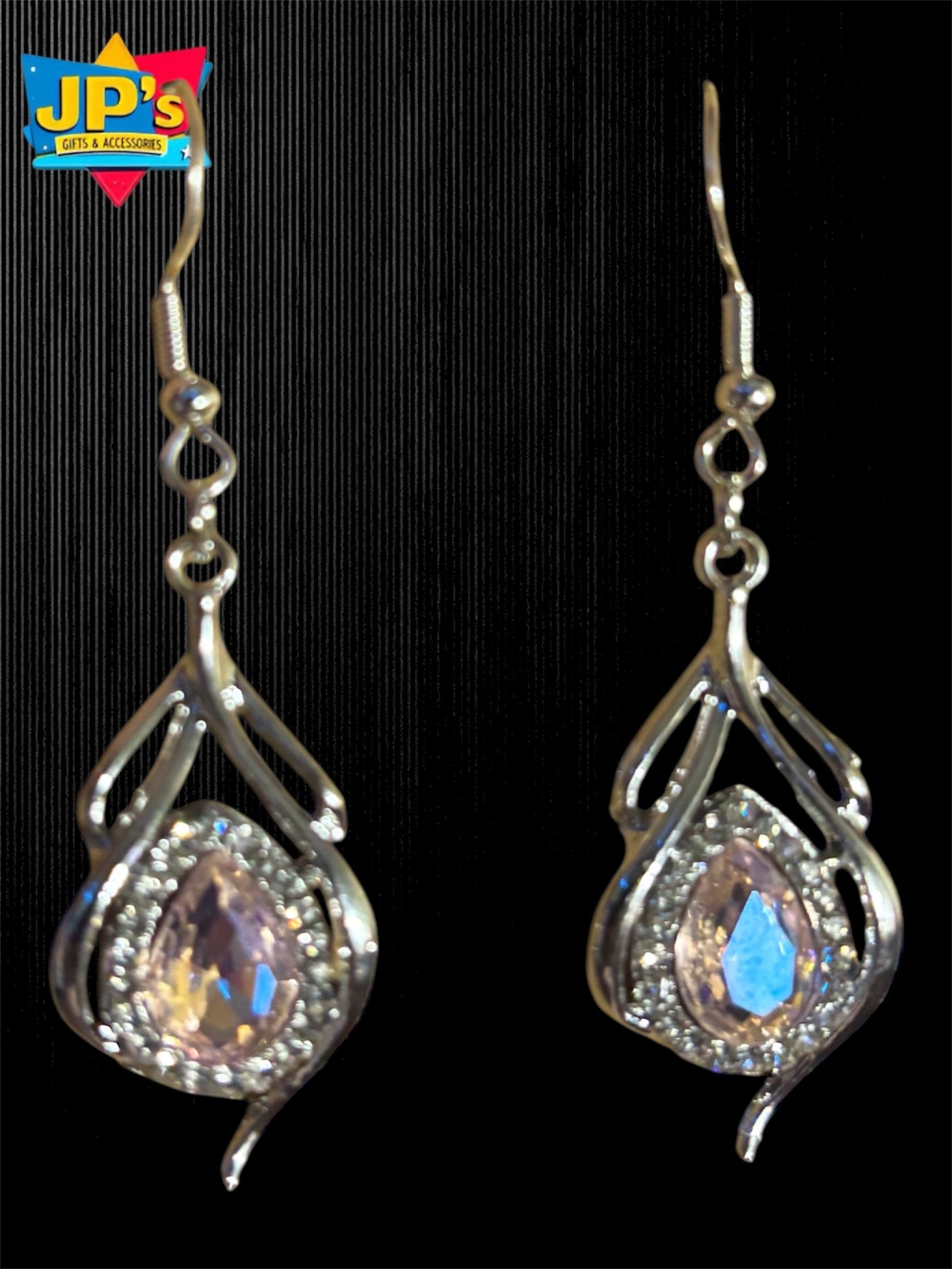 Dazzling Silver Plated Droplet Earrings image 1